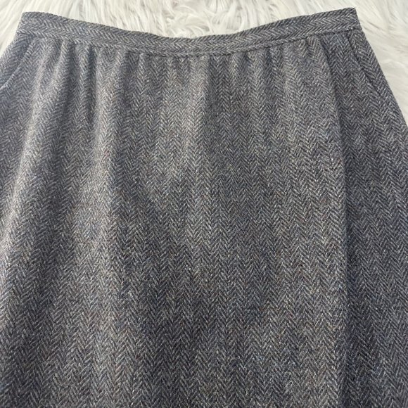 Bretton Place womens vintage skirt gray chevron 18 lined 100% wool - Picture 4 of 11